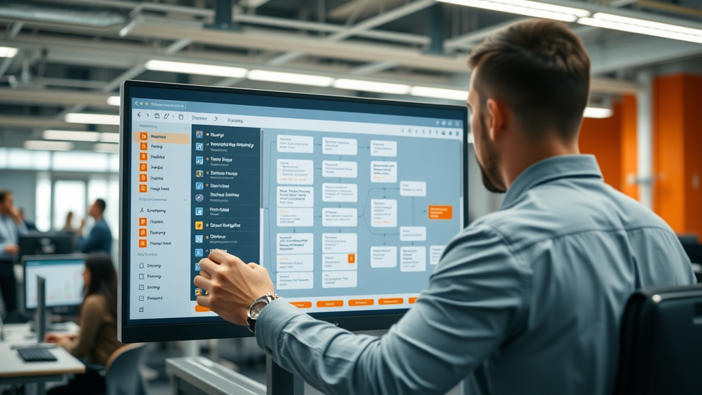 Go High Level interactive workflow automation builder in a busy marketing office
