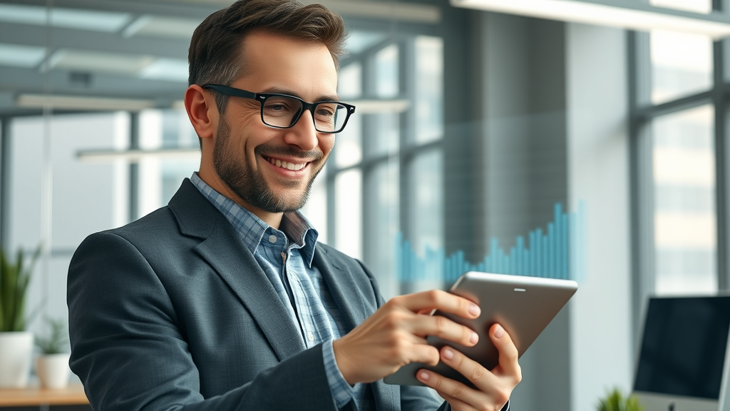 business owner reviewing CRM dashboard with go high level integrations