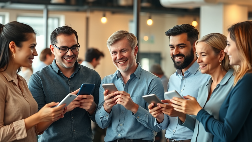 Diverse business users discuss and review go high level pricing in a coworking space